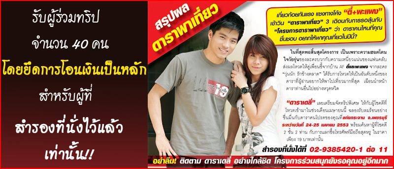 สรุปผลดาราพาเที่ยว "ตี๋-แพง AF4"