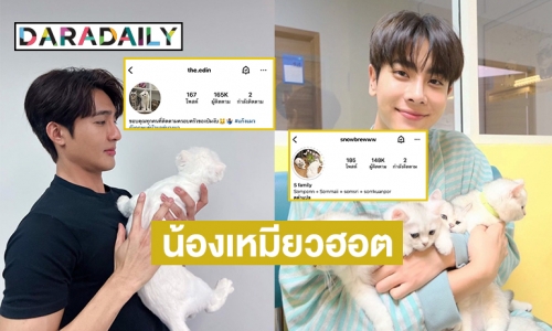 ไอจี “น้องเอดิน- น้องสมพร” เหมียวของ “เอิร์ธ-มิกซ์” ใกล้ 200K