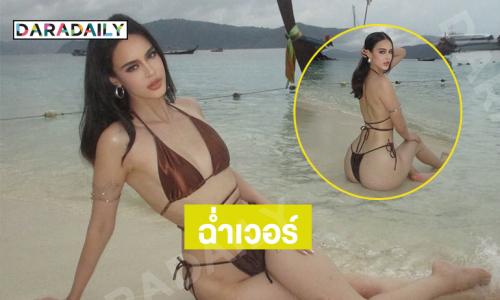 ฉ่ำเวอร์ !! นางแบบลูกครึ่งนาวยนาดริมหาดทำทะเลเดือด