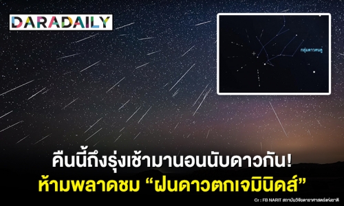 คืนนี้ถึงรุ่งเช้ามานอนนับดาวกัน! ห้ามพลาดชม “ฝนดาวตกเจมินิดส์”