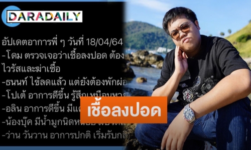 “โดม จารุวัฒน์” ตรวจพบเชื้อโควิด-19 ลงปอด ต้องให้ยาต้านไวรัสและฆ่าเชื้อ