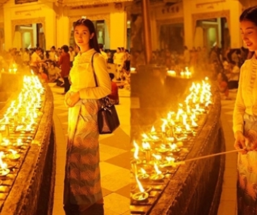 รวมภาพ "มิ้นต์ ชาลิดา" ในลุคสุดงดงาม เยือนพม่าสักการะพระมหาธาตุเจดีย์ชเวดากอง